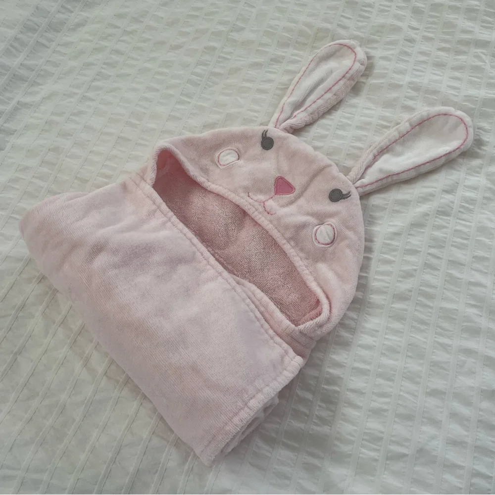 Pottery Barn Kids Critter Plush Kid Hooded Towel Collection Light Pink Bunny